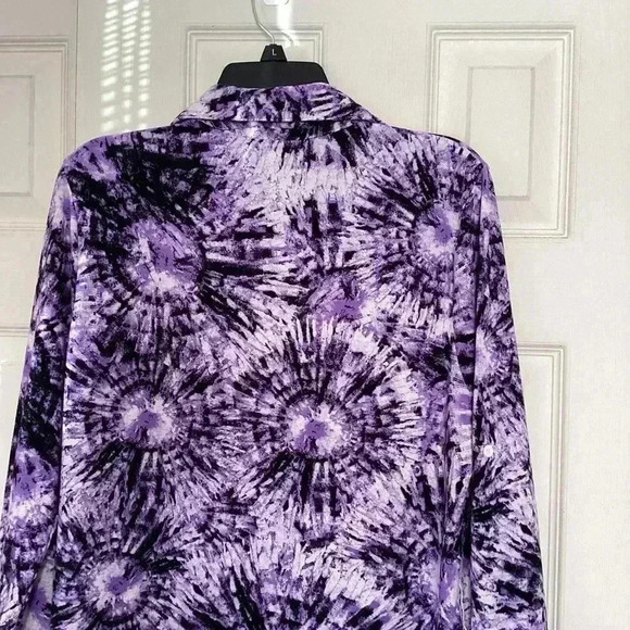 LULAROE Midi Shirt Dress Purple Tie Dye Starburst Midi Button Up V-Neck Shift M - Picture 9 of 15